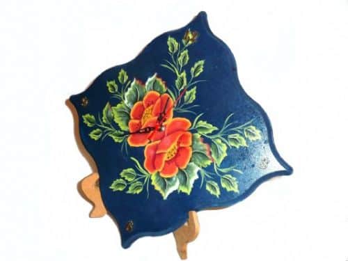 שעון קיר-פרגים ציור על עץ