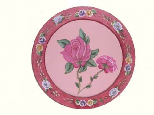 תמונה -ורד-ציור על עץ