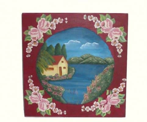 נוף-תמונה-ציור על עץ