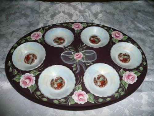 פלטת הגשה לשולחן-ציור על עץ