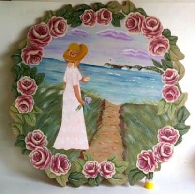 מבט לים- ציור על עץ